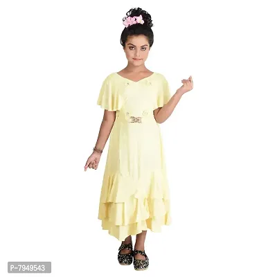 Fariha Fashions Latest Full Length Festive Party Wedding Long Frock Gown Dress for Girls. (4-5 Years, Lemon)-thumb0