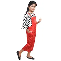 Fariha Fashions Girls Cotton Blend Knee Length Printed Dungaree Dress with Tophellip;hellip; (26, Red)-thumb3