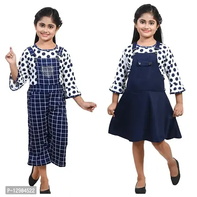 Fariha Fashions Girls Dungaree Dress (PACK OF 2)-thumb0