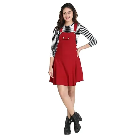 Stylish Blend Solid Fit And Flare Dress For Women