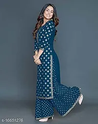 Jitarwal Women's Rayon Kurti With Sharara Set/Ethnic Set (Blue_M)-thumb3