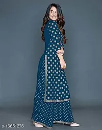 Jitarwal Women's Rayon Kurti With Sharara Set/Ethnic Set (Blue_M)-thumb1