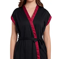 DREAMWEAVERS Satin Women Japanese Makeup Gown for Salon and Kimono Ladies Nightwear (Free Size, Black)-thumb4