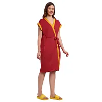 DREAMWEAVERS Satin Women Japanese Makeup Gown for Salon and Kimono Ladies Nightwear (Free Size, Red)-thumb2