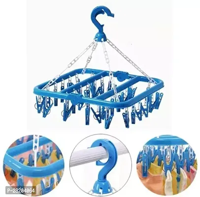 32 Clip Big Square Cloth Drying Hanger with Clips Plastic Cloth Clips Multicolor Material Plastic-thumb0