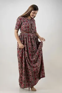 Mahera Women's Traditional Ethnic Long Gown Western Dress|Stylish Latest Dresses|Long Kurtis|Gown|Kurtis|Maxi Dress| (L, Flower-Multi-1)-thumb2