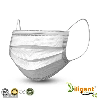 DILIGENT WE CARE FOR YOUR LIFE WHITE 50 PCS 3PLY SURGICAL MASK FOR UNISEX-thumb0