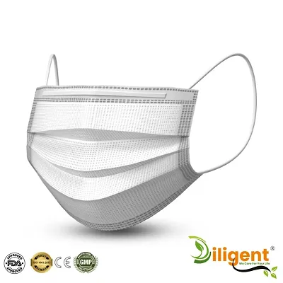 DILIGENT WE CARE FOR YOUR LIFE WHITE 50 PCS 3PLY SURGICAL MASK FOR UNISEX