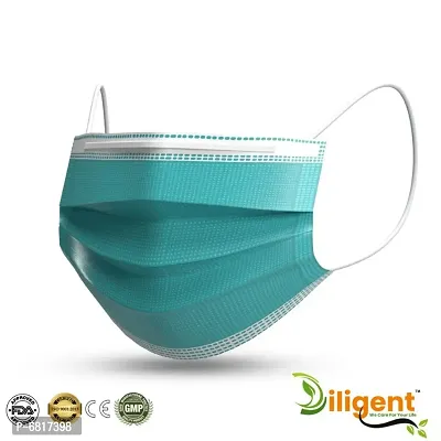 DILIGENT WE CARE FOR YOUR LIFE Green 50 PCS 3PLY SURGICAL MASK FOR UNISEX-thumb0