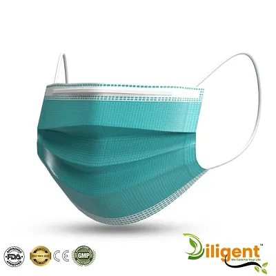 DILIGENT WE CARE FOR YOUR LIFE Green 50 PCS 3PLY SURGICAL MASK FOR UNISEX