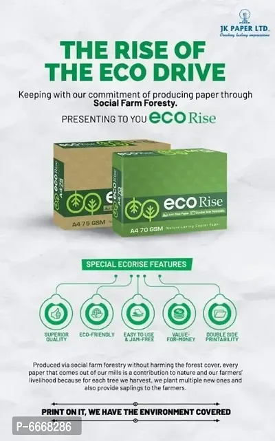 Eco Rise Printing Copy A4 Size JK Paper ECO TREE FRIENDLY, 70 GSM, 500 SHEETS-thumb0
