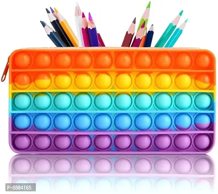 Pencil Pouch Case Simple Sensory Silicone Bubble Toy, Stationery Storage Bag-thumb0