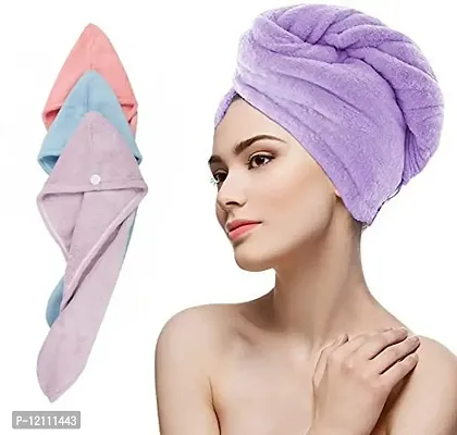 Hair Towel Wrap Absorbent Towel Hair-Drying Quick Dry Shower Caps Bathrobe Magic Hair Warp Towel Super Quick-Drying Microfiber Bath Towel Hair Dry Cap Sal (MULTI) - 1 pcs-thumb5