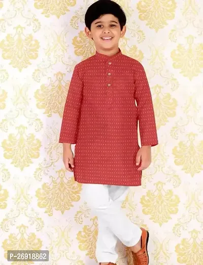 Stylish Red Rayon Embellished Kurta Sets For Boys-thumb0