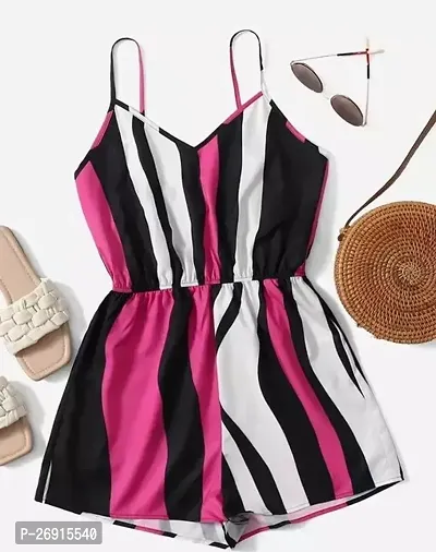Elegant Rayon Striped Jumpsuits For Girls