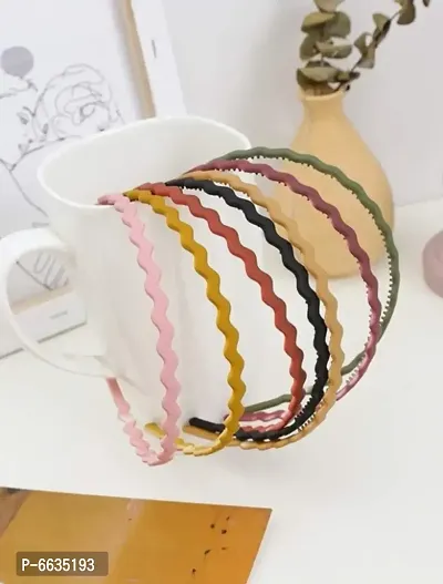 Zigzag matte plastic Hair Band pack of 6