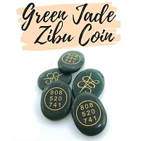 Green Jade Stone Zibu Money Coin Crystal Stone Money Switch Word  Zibu Symbol  Grabovoi Numbers To Attract Money Luck Prosperity Natural Cabochon-thumb3