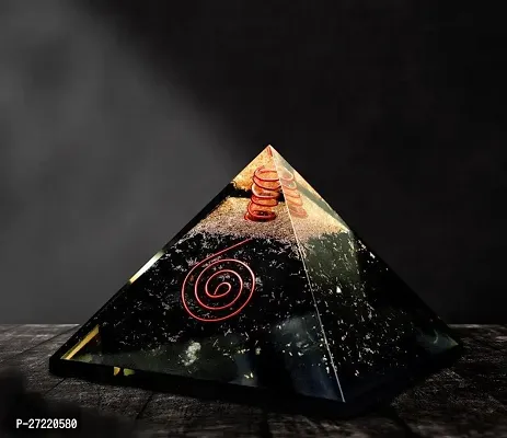 VIBESLE Black Tourmaline Orgone Pyramid with Crystal Point  Copper Coil for Meditation Reiki Healing | Vastu Correction | Meditation Home Decor Size: 3-3.5inch-thumb3