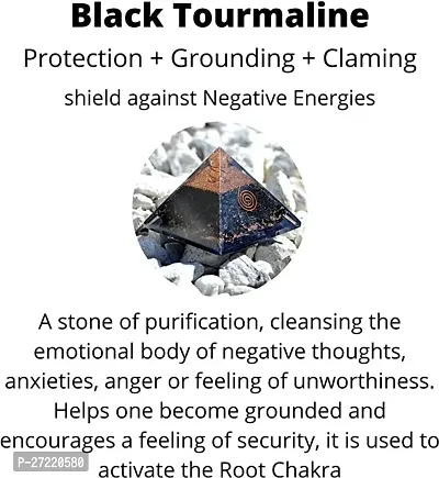 VIBESLE Black Tourmaline Orgone Pyramid with Crystal Point  Copper Coil for Meditation Reiki Healing | Vastu Correction | Meditation Home Decor Size: 3-3.5inch-thumb4