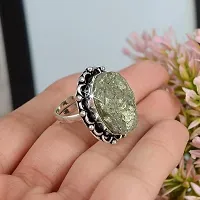 VIBESLE Natural, Pyrite Rough Ring, Pyrite Gemstone Ring, Pyrite Adjustable Ring, Pyrite Stone Ring, Pyrite Crystal Ring, Oval Shape-thumb2