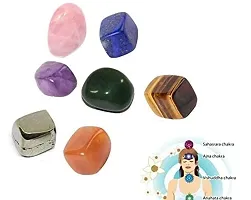 VIBESLE 7 Chakra Tumble Stone Green Jade, Lapis Lazuli, Amethyst, Carnelian, Rose Quartz, Tiger's Eye, Pyrite Reiki Crystal Healing Stones-thumb2