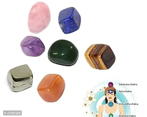 VIBESLE 7 Chakra Tumble Stone Green Jade, Lapis Lazuli, Amethyst, Carnelian, Rose Quartz, Tiger's Eye, Pyrite Reiki Crystal Healing Stones-thumb3