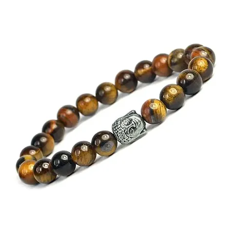 Natural Amethyst, Rose Quartz, Tiger Eye, Lava, Onyx, Quartz, Citrine Bracelet with Buddha Head Bracelet Crystal Stone Reiki Healing Bracelet (Color : Multi)