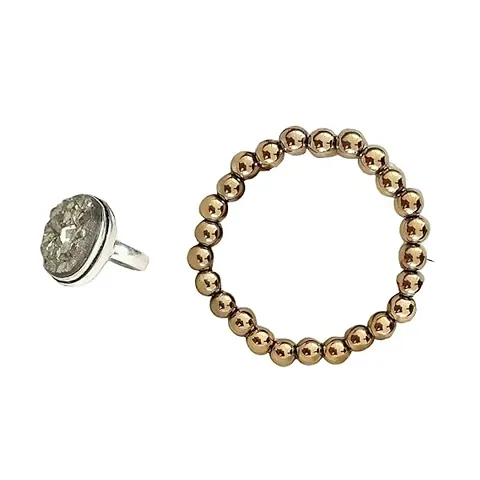 Elegant Bead Bracelet for Unisex with Ring