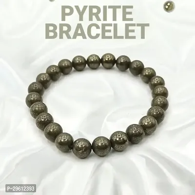 VIBESLE Natural Pyrite Bracelet With Lab Test Certificate and Original Pyrite Stone Ring - Certified Piride - Natural Pirate Crystal Ring for Money, Abundance, Wealth, Success and Prosperity For Men W-thumb2