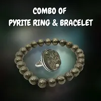 VIBESLE Natural Pyrite Bracelet With Lab Test Certificate and Original Pyrite Stone Ring - Certified Piride - Natural Pirate Crystal Ring for Money, Abundance, Wealth, Success and Prosperity For Men W-thumb2