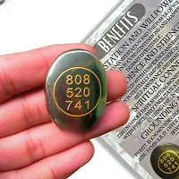 Natural Money Stone with Zibu Symbol Coin, Angelic Number Oval Shape-thumb1