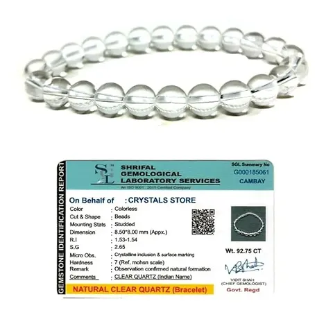 VIBESLE Quartz Reiki Healing Lab Certified Crystal Bracelet for Men and Women, Powerful Master Healer Bead Size 8MM Genuine Stone