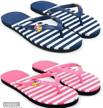 Women's Multicoloured Synthetic Striped Slippers