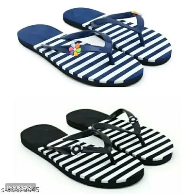 Women's Multicoloured Synthetic Striped Slippers