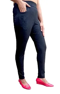 Oyshome Cotton Blend Jegging for Women/Girls Stretchable Ankle Length Black Jeggings Waist Size 28 to 32 Pack of 1-thumb2