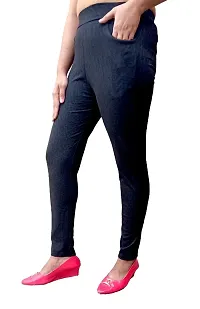 Oyshome Cotton Blend Jegging for Women/Girls Stretchable Ankle Length Black Jeggings Waist Size 28 to 32 Pack of 1-thumb3