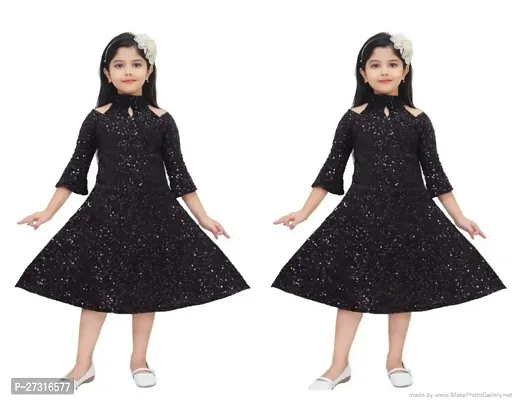 Stylish Black Georgette Frocks For Girl Pack Of 2