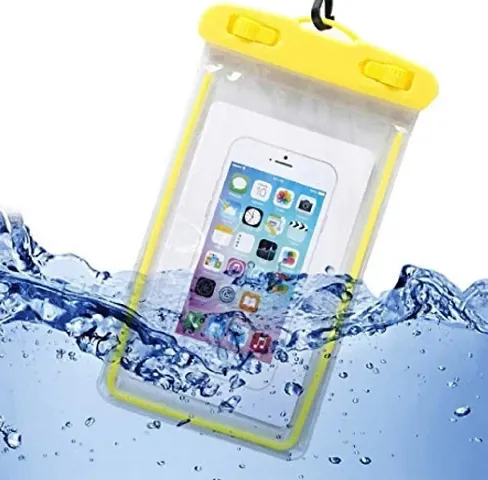 icall New Latest Waterproof Touch Sensitive Phone Pouch Cover Use in Rainy & Swimming Seasons for All Mobile Phones Upto 6.2 Inches (Transparent)