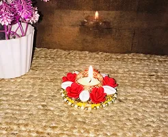 Aroomantrade; Handmade Tealights Candle Holder Diwali Decoration/ Home Decoration/ Festive Decoration Set of 02, Color- Multi-thumb1