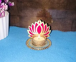 Aroomantrade; Handmade Louts Tealights Candle Holder Diwali Decoration/ Home Decoration/ Festive Decoration Set of 2, Multicolor-thumb1