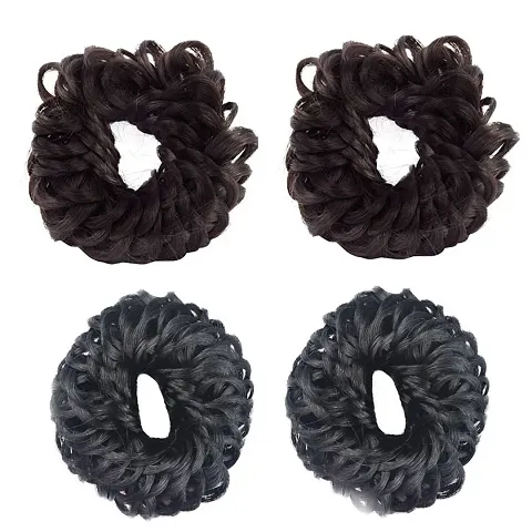 Set Of 4, And Hair Juda Band, Hair Accessories Juda, Bun Maker Band, Juda Accessories For Women And Girls (Brown And Black)