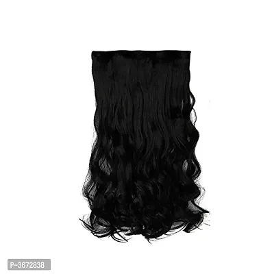 Clips Based Curly And Wavy Synthetic Fibre Hair Extension, Natural Black, 26-Inch