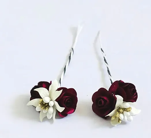 Trending Combo Of Artificial Flowers Hair Clips/Pins