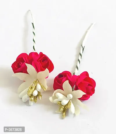 Artificial Flowers Hair Clips/Pins For Women's and Girls Hair Accessories, Pack-2 (Pink)