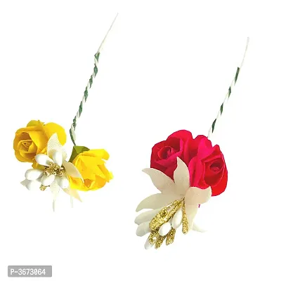 Artificial Flowers Hair Clips/Pins For Women's and Girls Hair Accessories, Pack-2