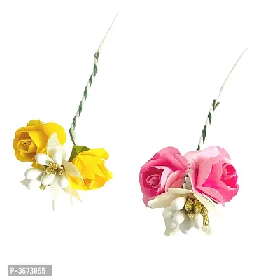 Artificial Flowers Hair Clips/Pins For Women's and Girls Hair Accessories, Pack-2