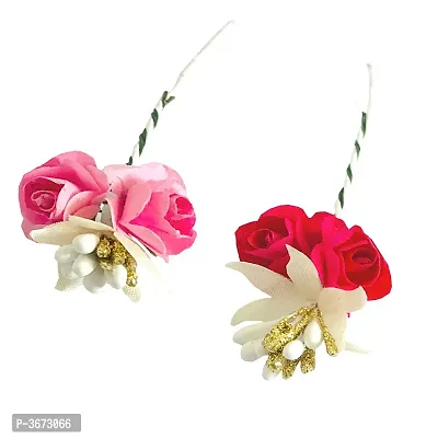 Artificial Flowers Hair Clips/Pins For Women's and Girls Hair Accessories, Pack-2