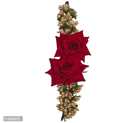 Fancy Multicoloured Foldable Rose Flower Hair Gajra And Bun Accessories For Girls And Women