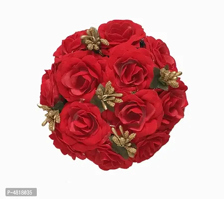 Stylish Red Velvet Flower Bun For Women And Girls