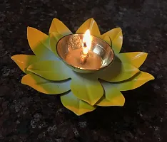 Aroomantrade; Brass Diya for Diwali puja/ Home Decoration/office decoration Pack of 3, Red  yellow-thumb2